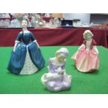 Three Royal Doulton Figures, including 'Mary Had a Little Lamb' HN2048, 'Dinky Do' HN2120 and '