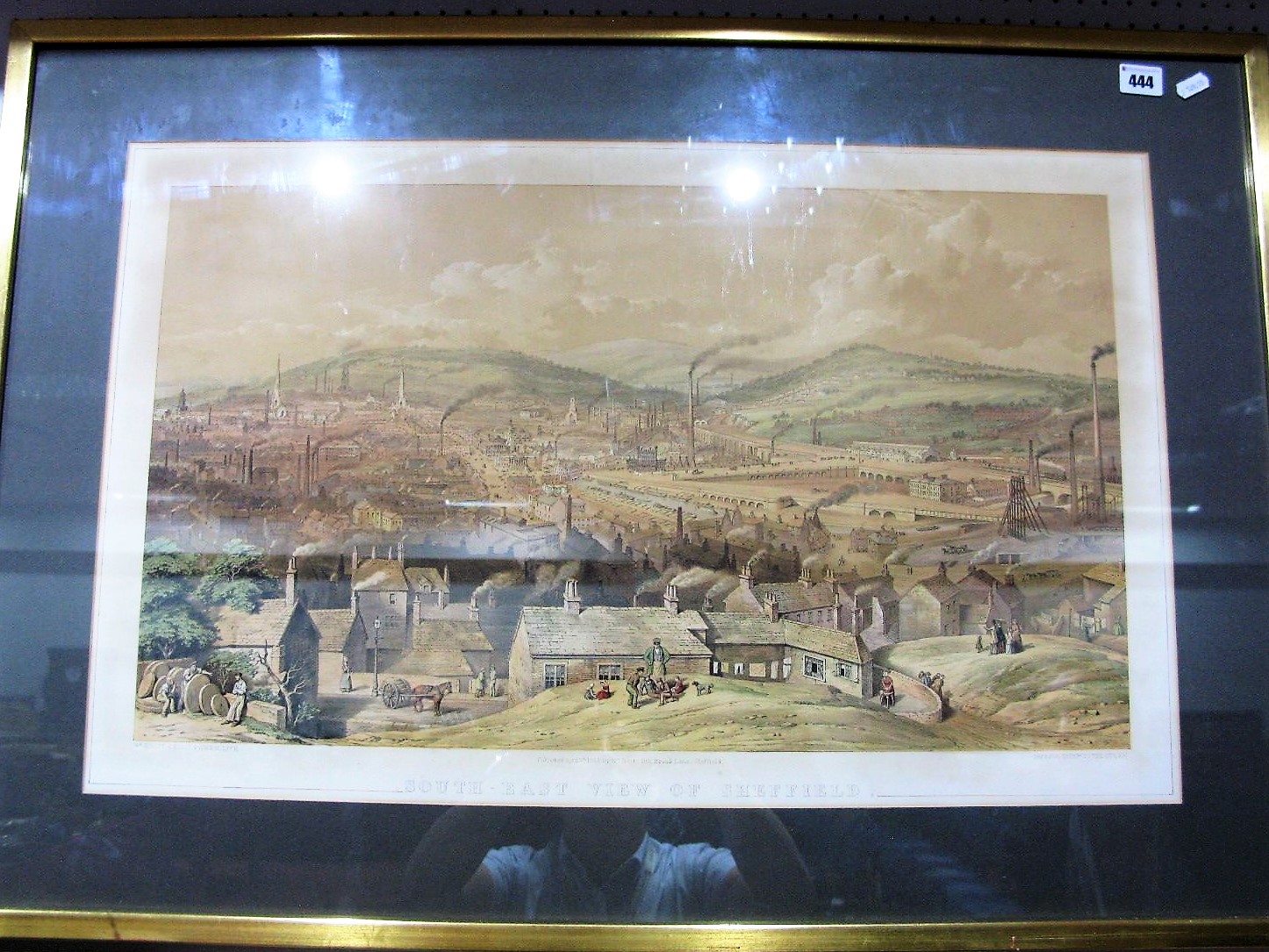 A XIX Century William Ibbitt Print - South East View of Sheffield, published April 7th 1855 by Wm