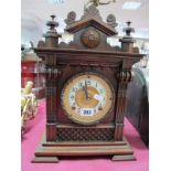 A XIX Century American Ansonia New York Mantel Clock, with applied pediment, circular dial,