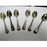 A Set of Six Hallmarked Silver Old English Pattern Teaspoons, initialled. (6)