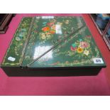 A Continental Hand Painted Box, circa mid XX Century, with piano hinges to back and