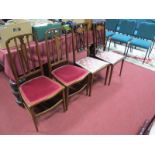 A Pair of Edwardian Salon Chairs, with a rectangular shaped top rail, oval inlaid panels,