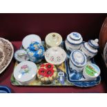 A Royal Doulton 'Booths Old Willow' Jars and Covers, sandwich plate, Old Tupton jar, ginger jar, pot