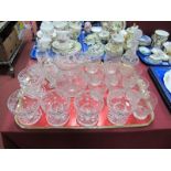 A Set of Six Lead Crystal Tumblers, jug, liqueur decanter, sundae dishes and other glassware:- One