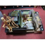 A 12" Wooden Artist's Mannequin, DVD's, knitting patterns, trade cards, musical compact, etc:- One