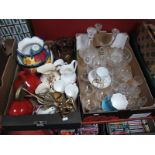 Pottery Vases, planters, china tea wares, lead crystal and other glass ware:- Two Boxes