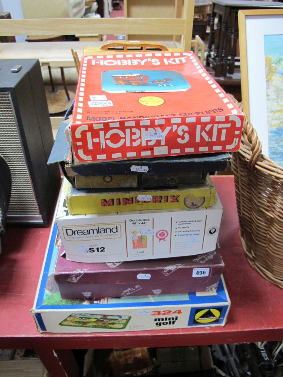 Five Boxed Children's Games and Construction Sets, including Technofix sets, including Technofix