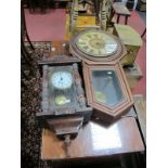 A XIX Century American Walnut Ansonia Wall Clock, with circular dial, glazed door; together with a