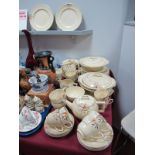 A Quantity of Mid XX Century Johnson Bros "Victorian" Pottery Tea and Dinnerwares, decorated with