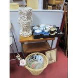 Denby Style Table Ware, Duchess tea set, Oriental ceramics, etc:- One Box. Basket of glass, large