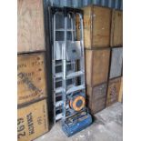 A Metal Toolbox Containing a Variety of Tools, cable extension reel, a set of Lloyds alloy ladders