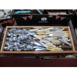 A Drawer of Stag Ivorine Handled Stainless Steel and Other Cutlery.