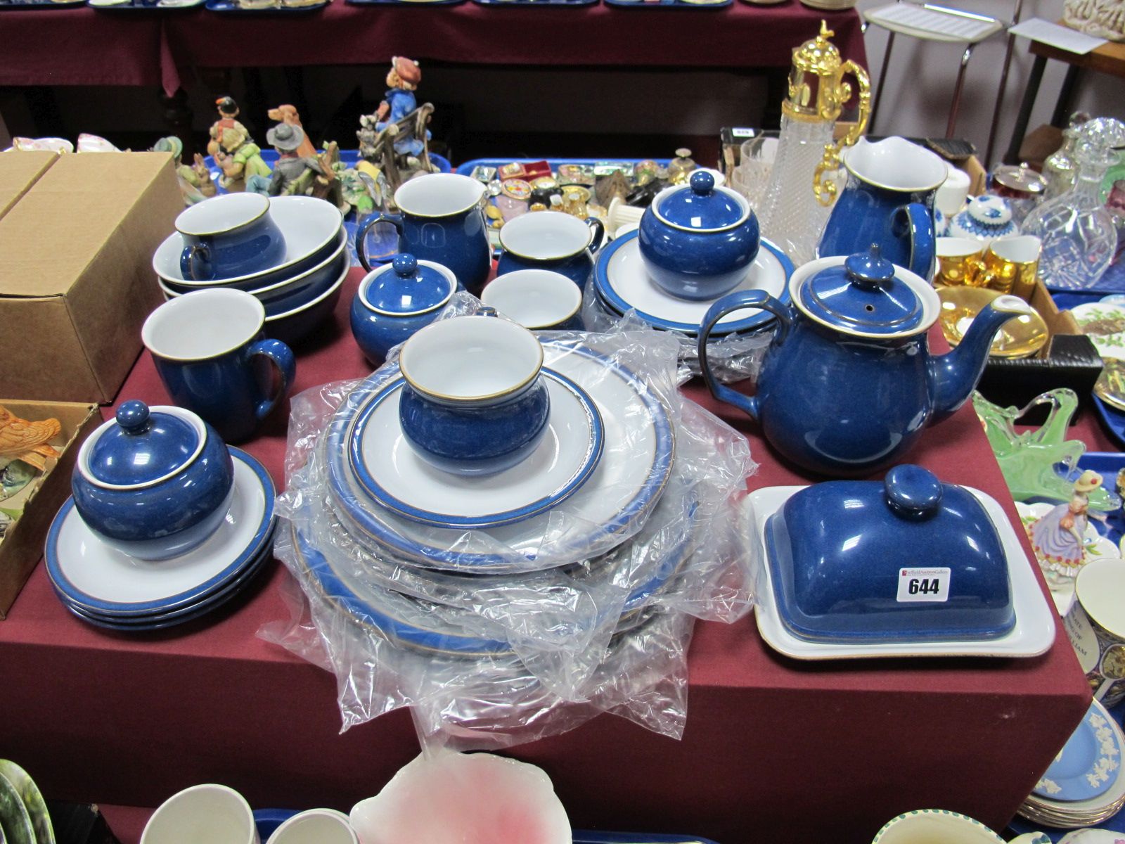 Denby "Imperial Blue" Stoneware Table Pottery, of thirty-four pieces, including teapot, butter dish,