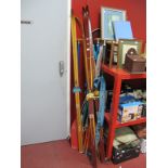 Two Pairs of Norwegian Cross Country Ski's, by Tronder and Madshus, poles, paddles, tripod stands,