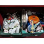 A Noritake China Part Tea Service, kitchen scales, pair of lined curtains, etc:- Two Boxes