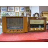 Two Mid XX Century Valve Radios, including a Pye "FenMan table model" and a Bush walnut cased