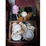 Penguin, Cat and Pig Biscuit Jars, hen on nest, jug and bowl, dinner ware, etc:- Two Boxes