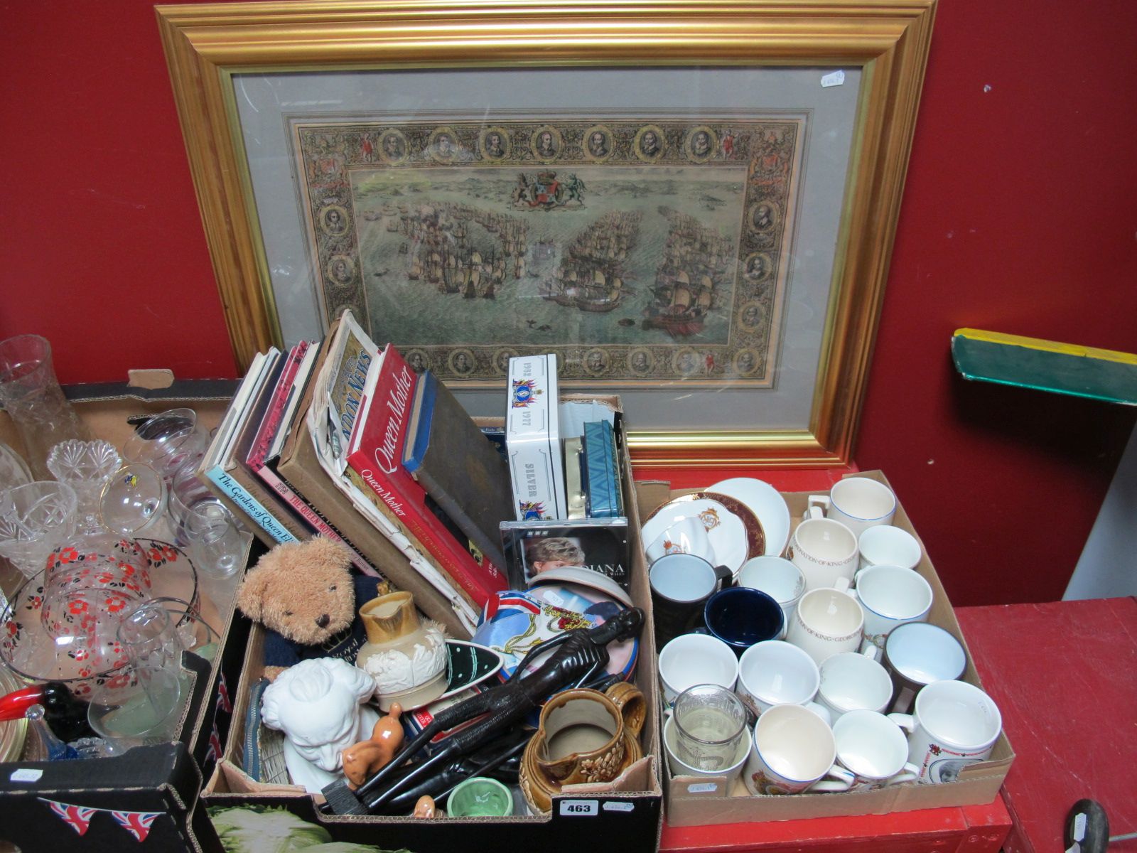 Royal Commemorative Cups and Saucers, mugs, storage tins, newspapers, books, CD etc; together with
