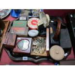 A "Pennine Way 1973" Presentation Horn Trophy, vintage storage tins, boxwood chess pieces, costume