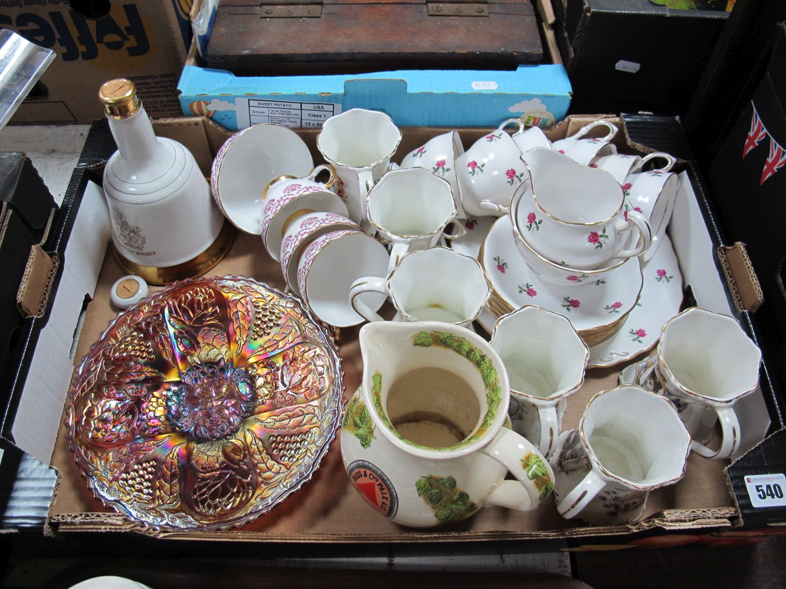 A Reproduction Wade "Brass and Co. Pale Ale" Jug, Royal Commemorative mugs, Colclough tea service,