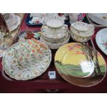 Royal Stafford China Tea Set, Royal Doulton Series Ware Plate D4585, miniature glass figures.