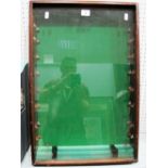 A Wood Framed Glass Fronted Display Cabinet, with eight glass shelves. L61.5cm, W41cm, D9.5cm.