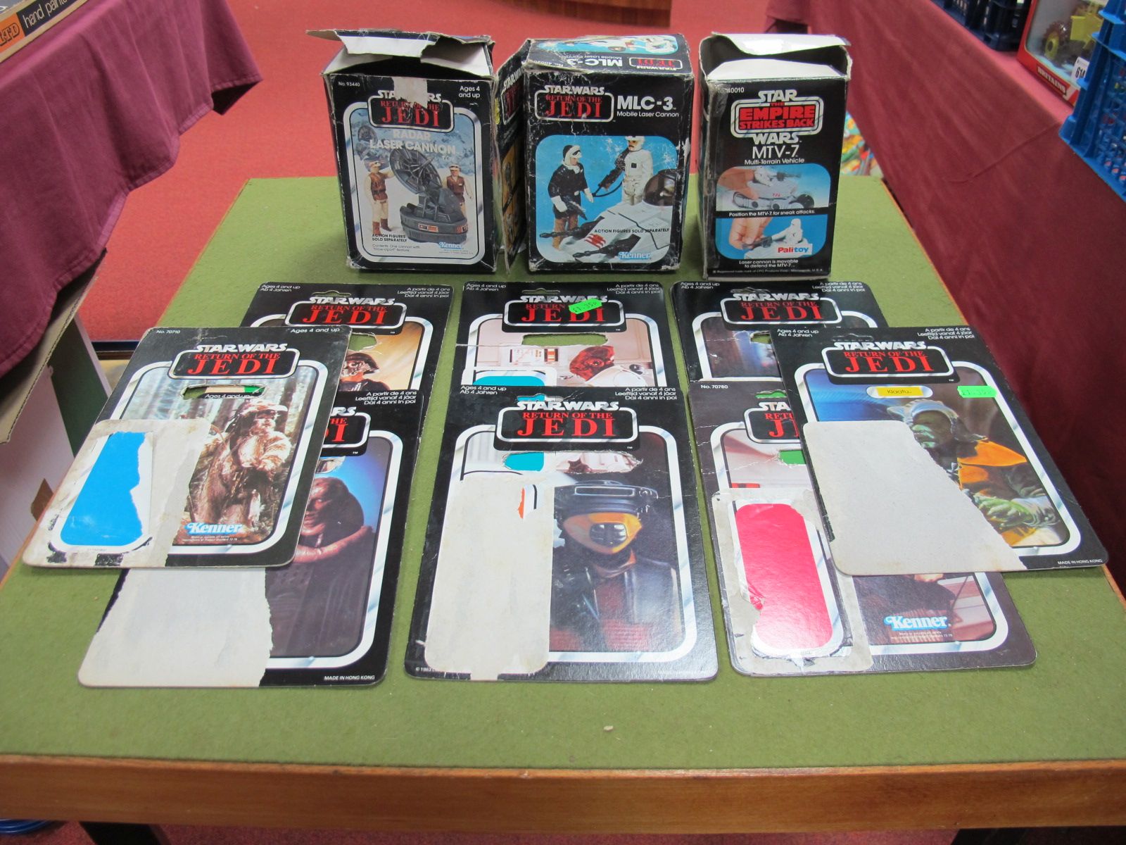 Three Boxed Original Star Wars E.S.B and R.O.T.J Mini Rigs, multi Terrain vehicle, mobile laser