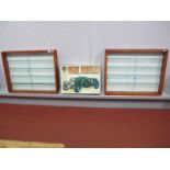 Two Wooden Glass Fronted Display Cabinets, four glass shelves, H60cm, W76cm, D9cm. A part built