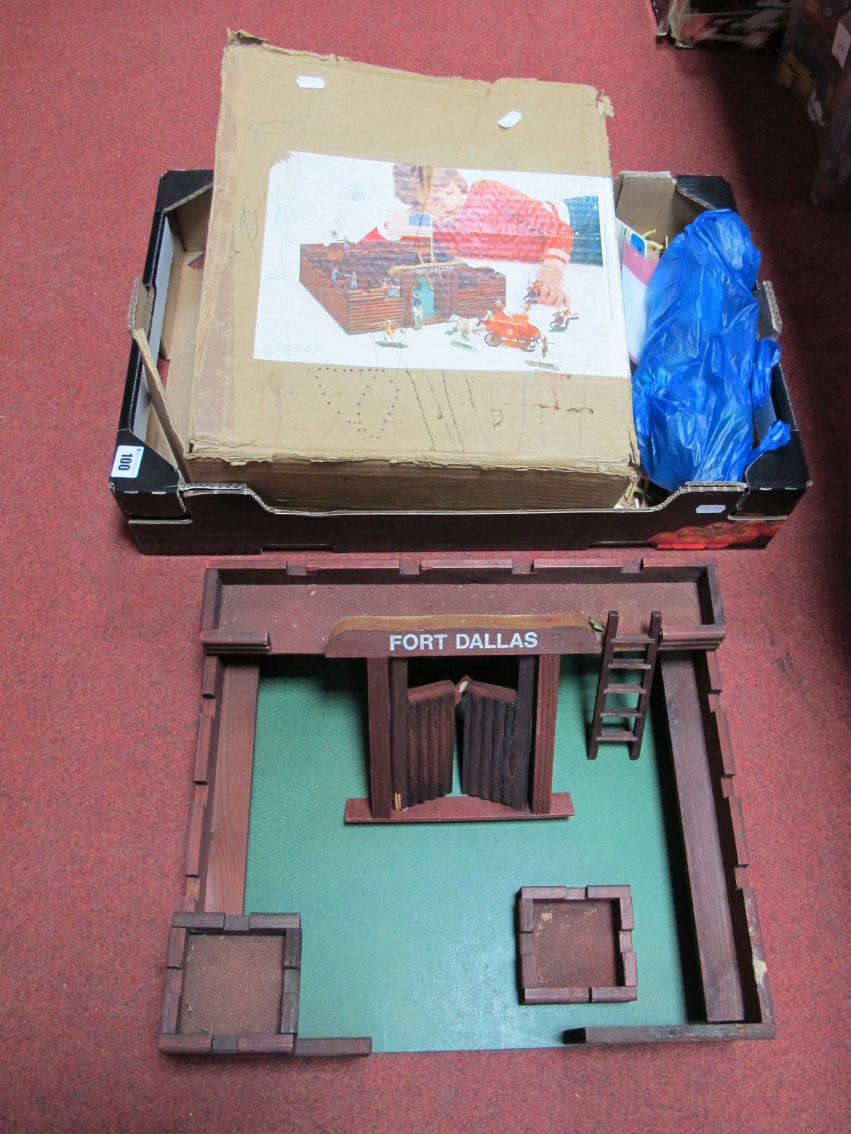 A Boxed Fort Dallas Play Set by Reva Arhus, quantity of plastic figures, Action Man oddments, Airfix