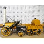 A Hornby 3½" Gauge Live Steam Stephensons Rocket and Tender, model has been steamed but appears