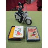 A 1960's Push 'N' Go Plastic Model, of A Policeman on a Bike. Made in Hong Kong plus a mid XX