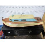 A Wooden Constructed Twin Screw Electric Powered Motor Boat, mid XX Century with dual motors, in a