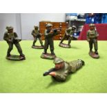 Six Mid XX Century Large Scale British Composition Figures by Britain's, British Army related.