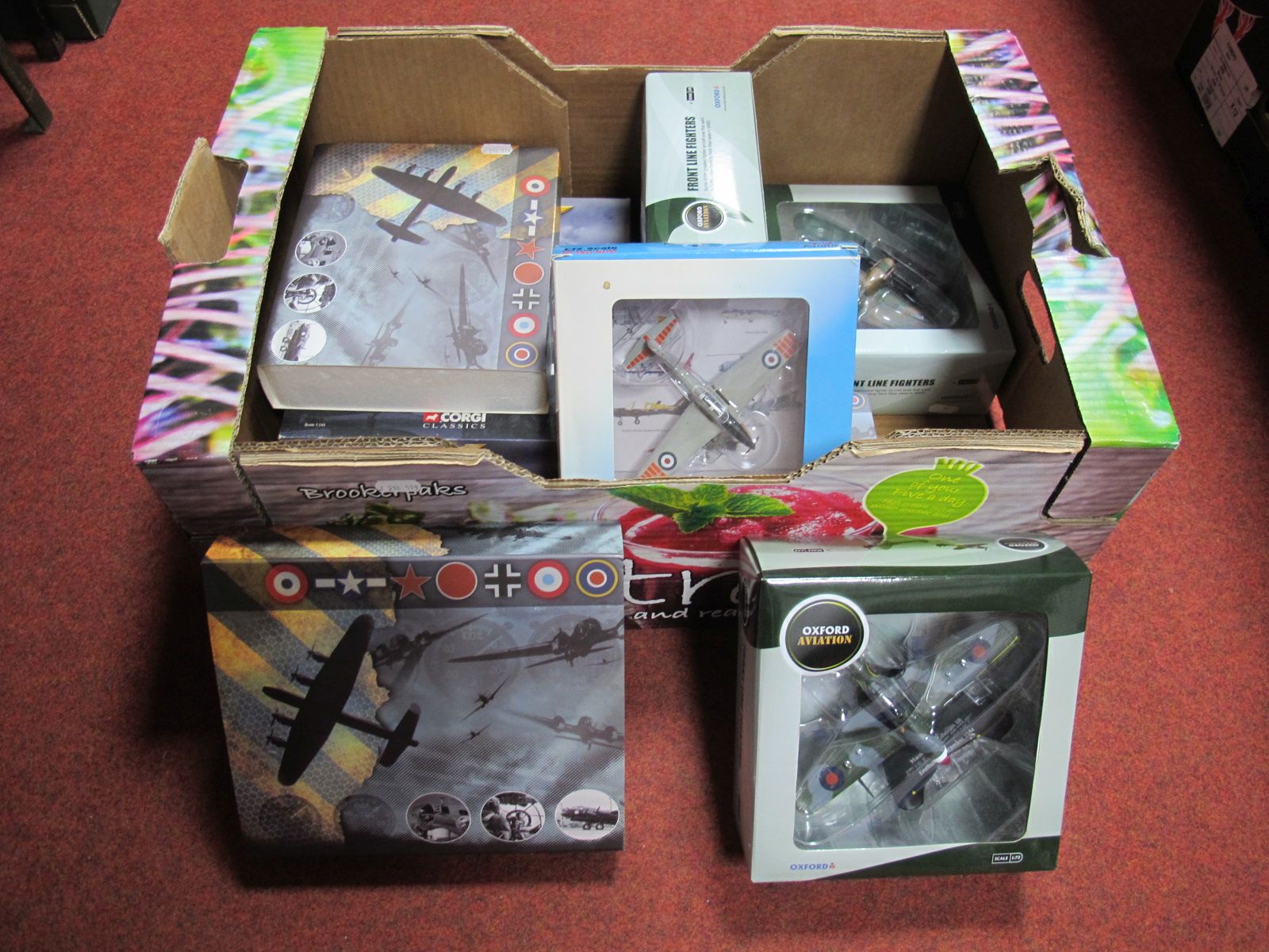 Eight Boxed Diecast Military Aircraft of Differing Scale by Corgi, Oxford, Atlas Editions, 72