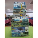 Eight Boxed Hasegawa Plastic Model Aircraft and Helicopter Kits, #5519 1:72, J7W1 Shinden, #K22 1:72