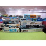Seven Boxed 1:72 Scale Military Aircraft Plastic Model Kits, by Monogram, Fujimi, Matchbox and