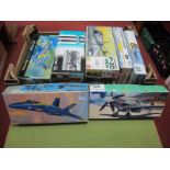 Twelve Boxed 1:72 Scale Military Plastic Aircraft Kits, by Hasegawa, Fujimi, including North