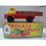 A Mid XX Century Weslo Toys 'Push n Go' Four Wheel Haulage Truck, tin back and chassis, plastic