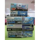 Five Boxed Fujimi 1:72nd Scale Plastic Model Aircraft Kits, #F12-800 Vought A-7A Corsair - II Blue