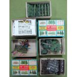 A Quantity of Britains Plastic Garden Elements, including greenhouse, flower beds, railings and