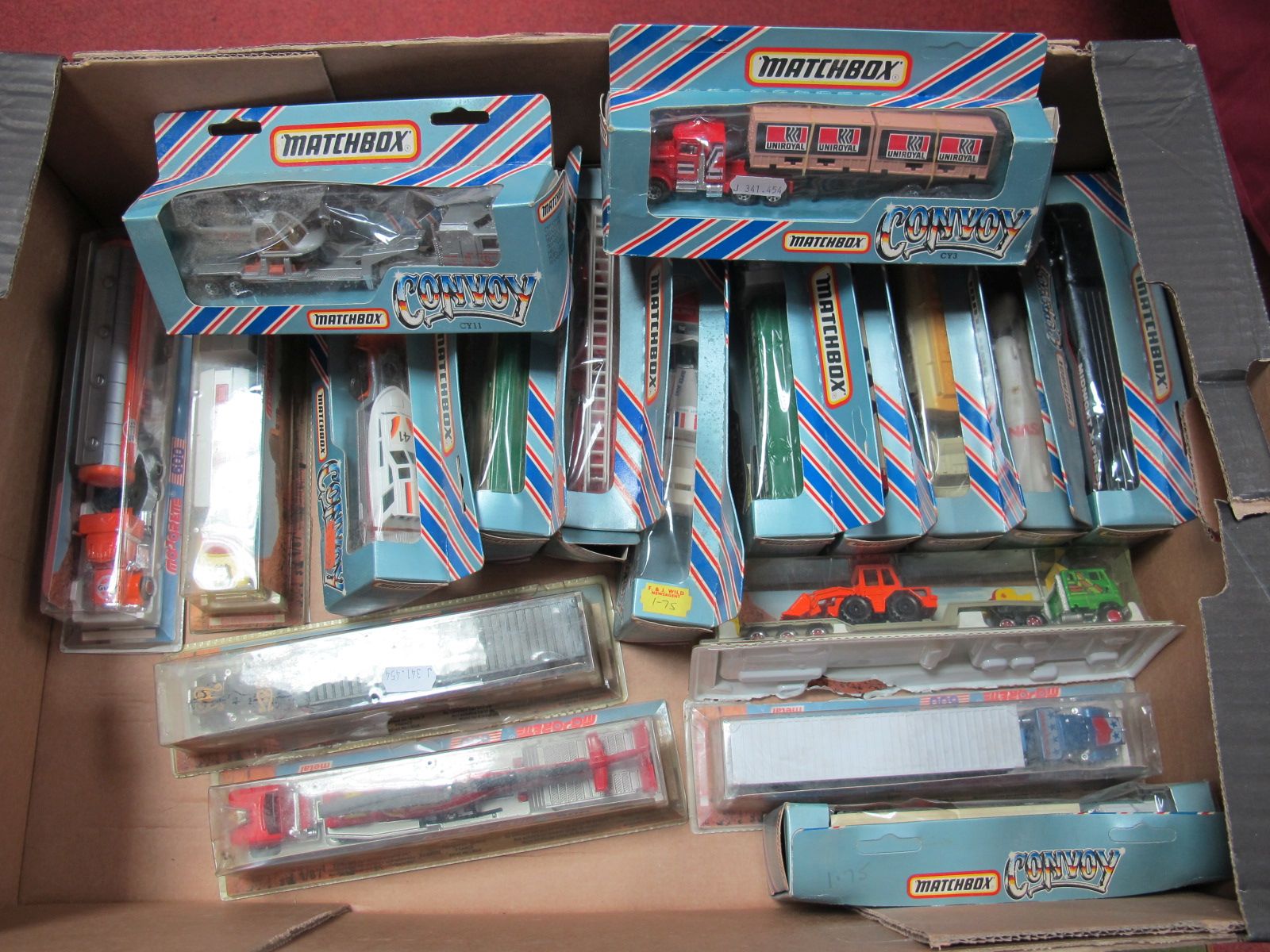 Eighteen Diecast American Outline Commercial Vehicles by Matchbox and Majorette, Predominately