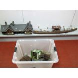 A Quantity of 'G' Scale Homemade Railway Buildings, including station, platform, signal box,