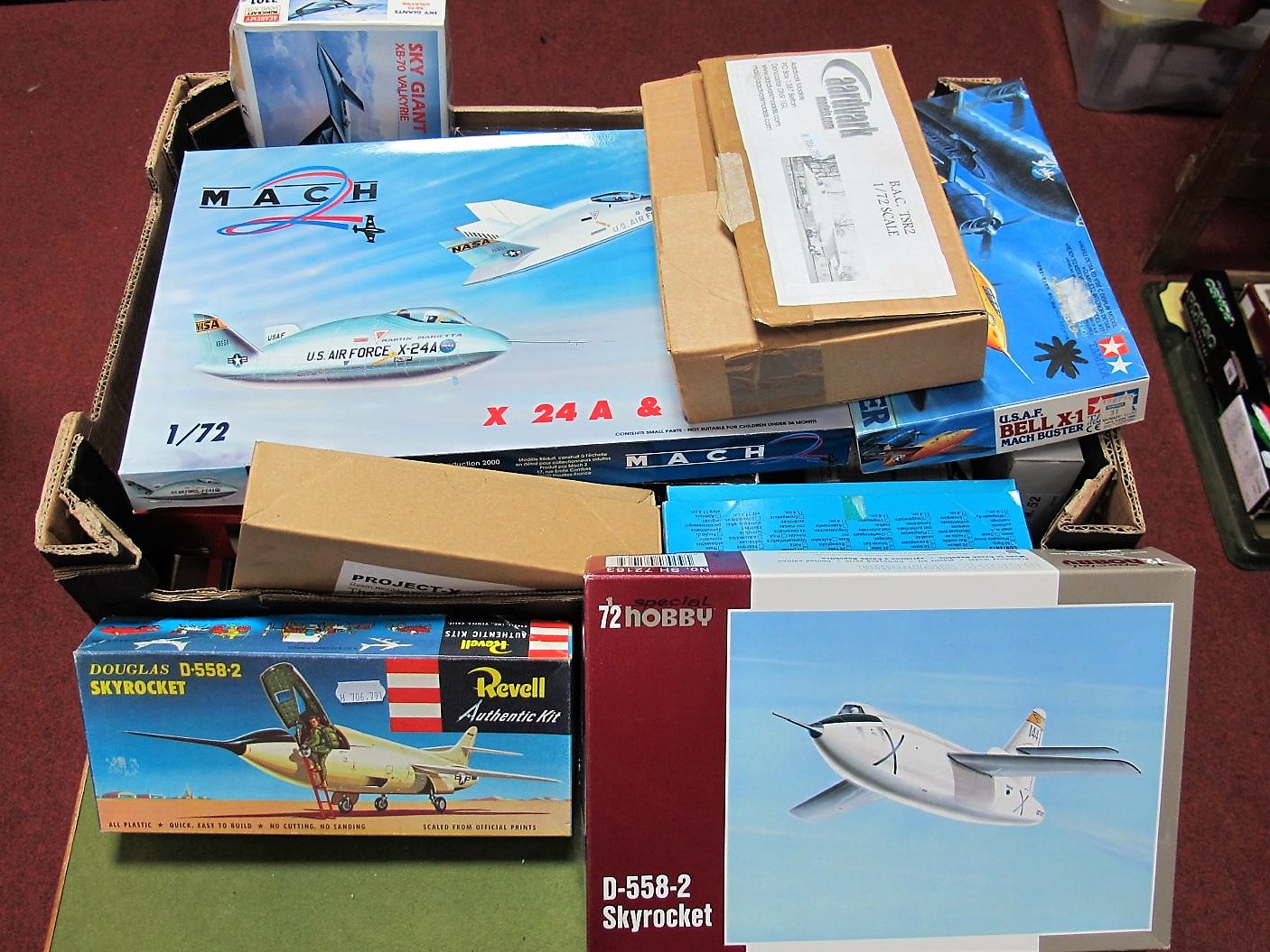 Sixteen Boxed 1:72 Scale Military Jets "Experimental" Plastic Aircraft Kits, by Tamiya, Mach 2,