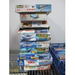 Ten Boxed 1:72 Scale Military Aircraft Plastic Model Kits, by Revell, Airfix, Hasegawa, Italeri