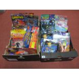 Two Boxes of Carded Action Figures, including The Shadow, Star Trek, Space Precinct, Exo Squad,