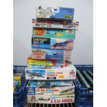 Ten Boxed 1:72 Scale Military Aircraft Plastic Model Kits, by Heller, Italeri, Monogram, ESCI and