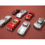 Seven 1:18th Scale Highly Detailed Diecast Model Cars, by Revell, Hot Wheels, Maisto and Burago.