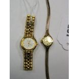 A 9ct Gold Cased Ladies Wristwatch, to integral bracelet with 9ct gold clasp; together with a modern