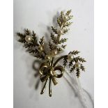 A 9ct Gold Leaf Spray Brooch, with pearl highlights.