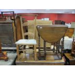 A 1920's Oak Drop Leaf Table, with barley twist legs, together with a XIX Century ash country chair,